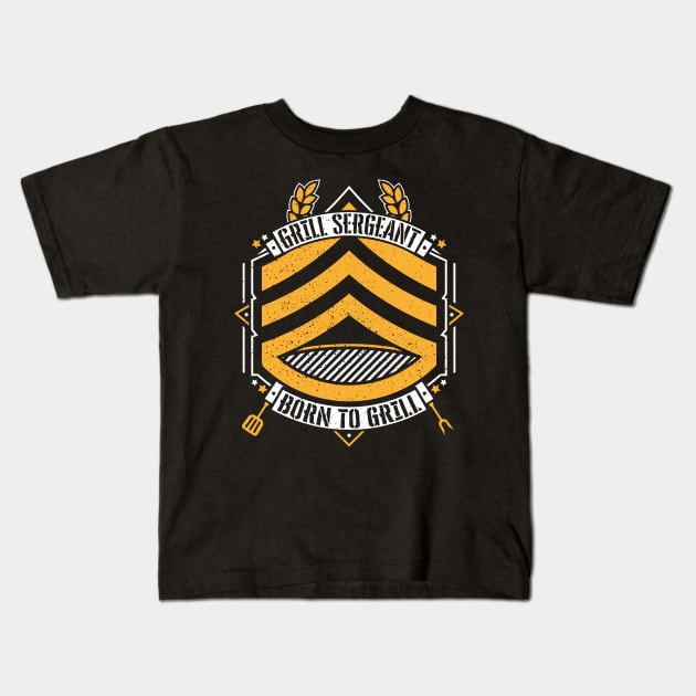 Grill Sergeant - Born to Grill BBQ Kids T-Shirt by RetroReview